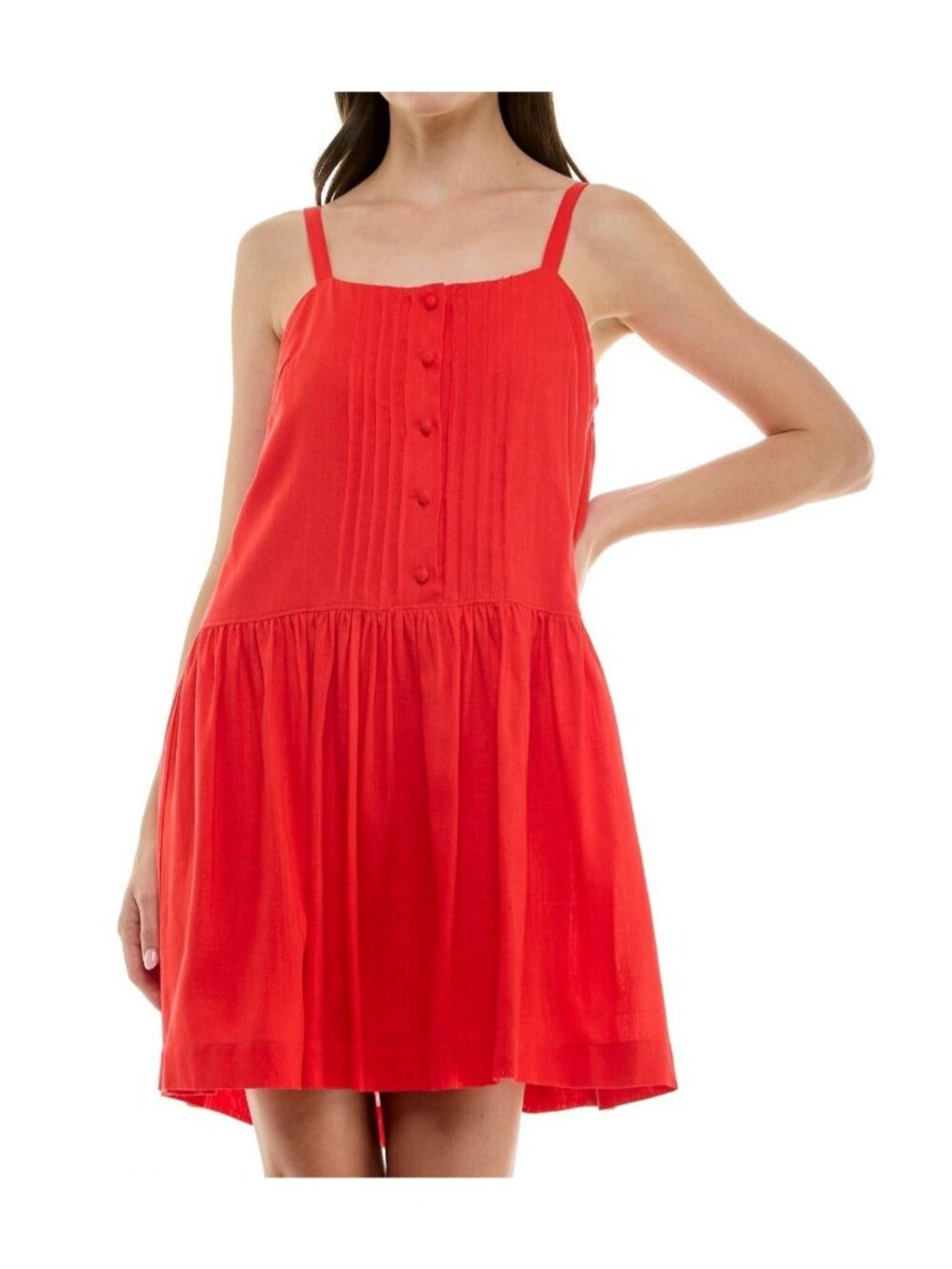 Taylor Womens Petite Pintuck Square Neck Mini Dress Tomato Size 4P NWT - Picture 4 of 7